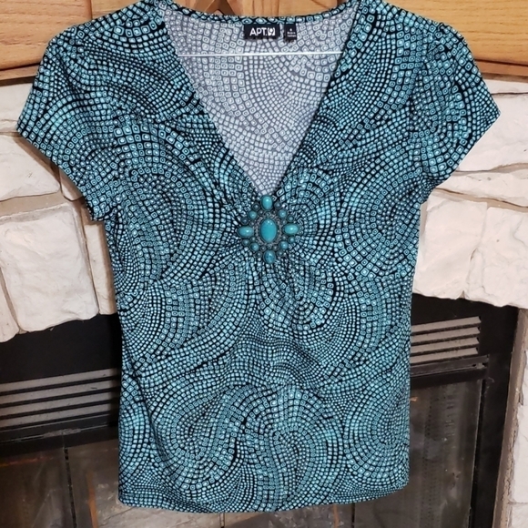 Apt 9 Multi Colored V Neck Blouse - Picture 1 of 7